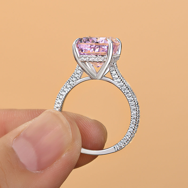 8Ct Pink Cushion Cut Engagement Ring 925 Silver White Gold