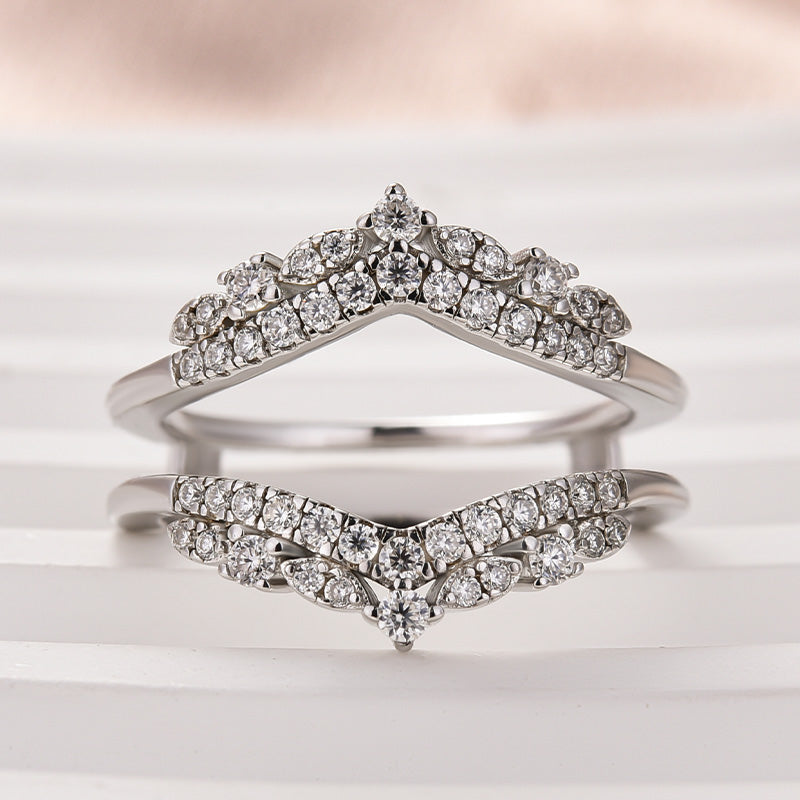 Exclusive Moissanite Round Cut Wedding Band for Women – 925 Silver 18K White Gold