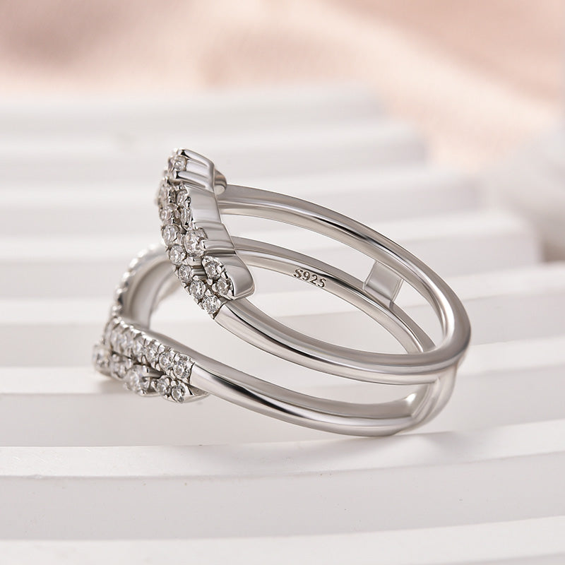 Exclusive Moissanite Round Cut Wedding Band for Women – 925 Silver 18K White Gold