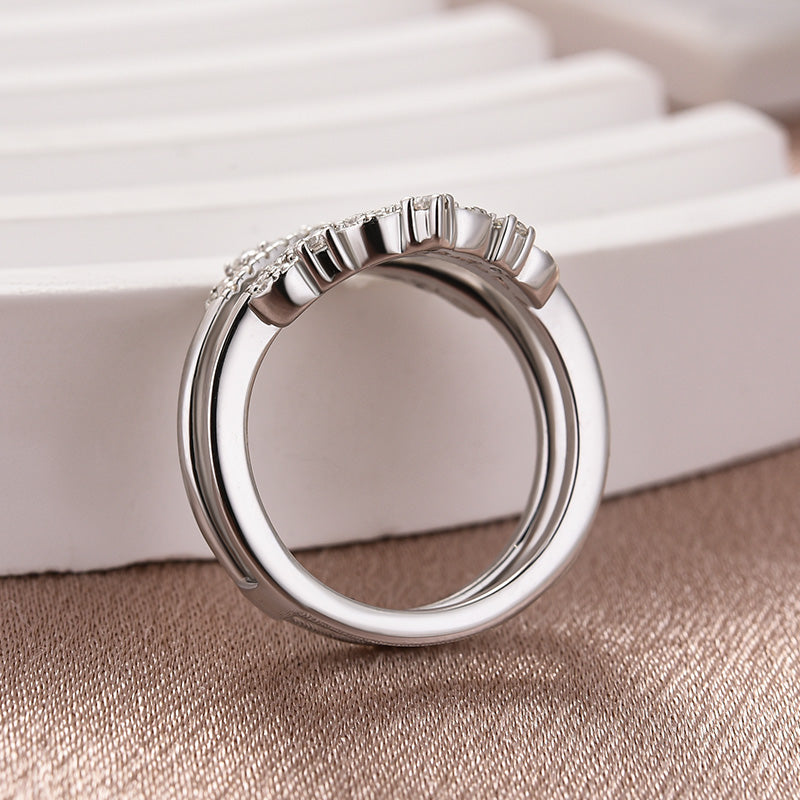 Exclusive Moissanite Round Cut Wedding Band for Women – 925 Silver 18K White Gold