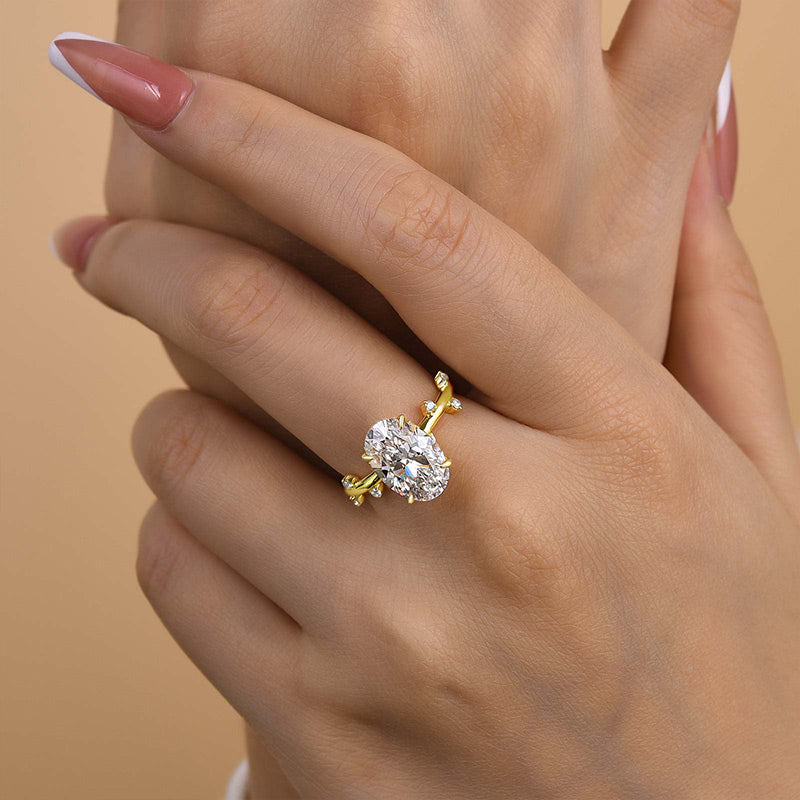 4Ct Oval Diamond Ring in Yellow Gold