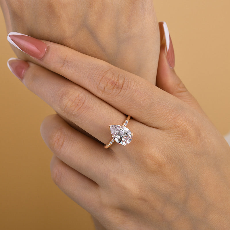 3.5ct Pear Cut Diamond Rose Gold Engagement Ring