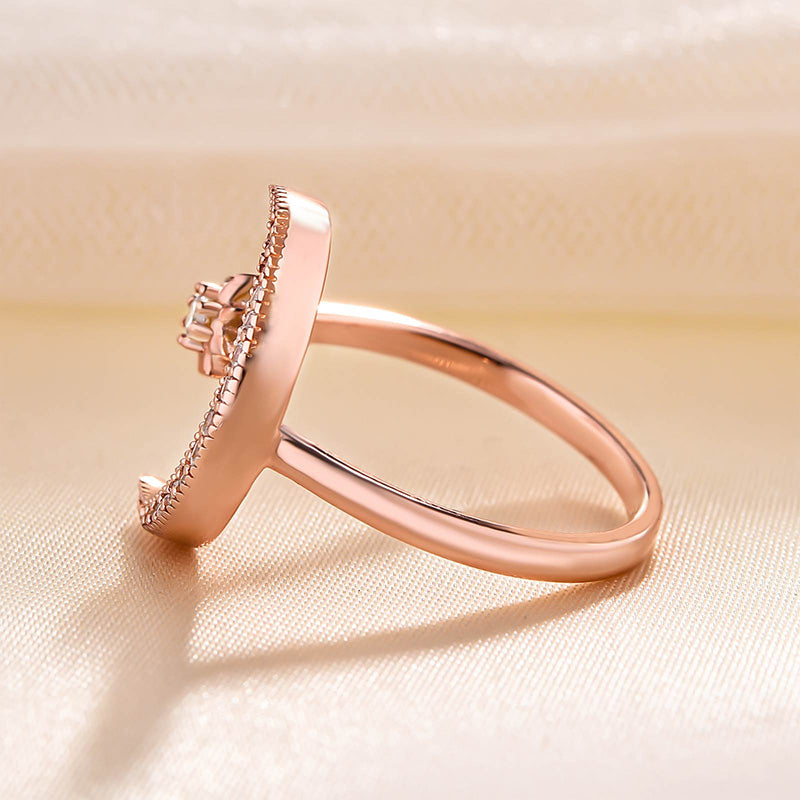 Anillo de media luna y estrella - Diamantes simulados de 0,3 ct, plata 925