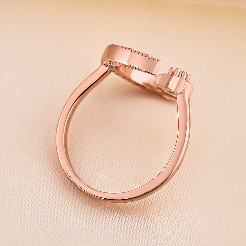 Anillo de media luna y estrella - Diamantes simulados de 0,3 ct, plata 925