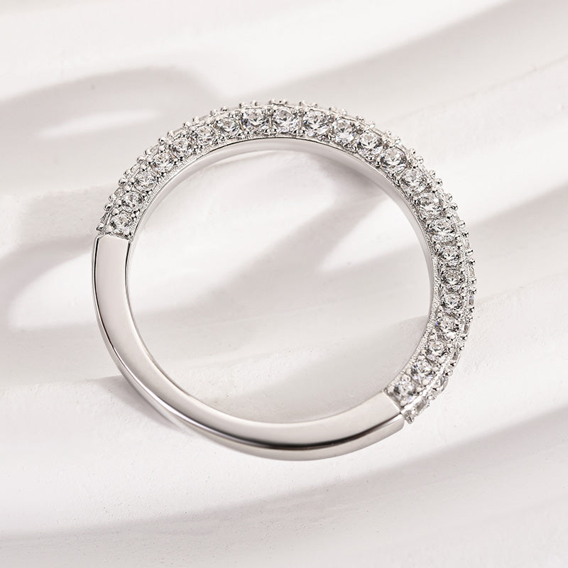 Alianza de boda con diamantes simulados de 0,135 ct, plata de ley con doble baño de oro