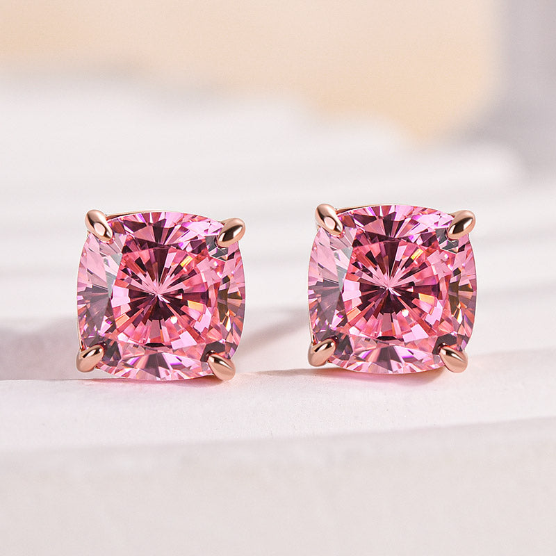 1.5 Carat Cushion Cut Morganite Pink Earrings