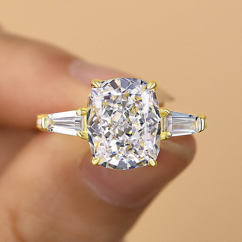 4.5 Carat Cushion Cut Three Stone Diamond Ring