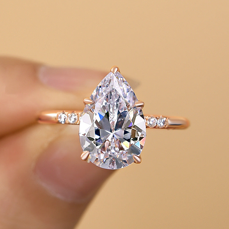 3.5ct Pear Cut Diamond Rose Gold Engagement Ring