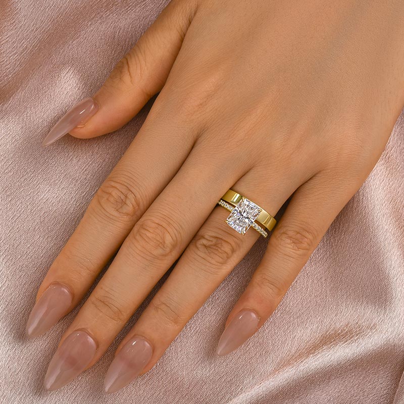 3.5 Carat Moissanite Radiant Cut Engagement Ring | 925 Sterling Silver Gold