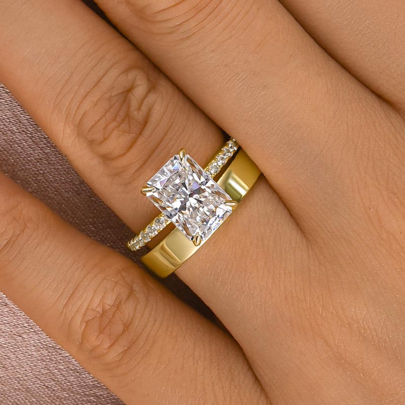 3.5 Carat Moissanite Radiant Cut Engagement Ring | 925 Sterling Silver Gold
