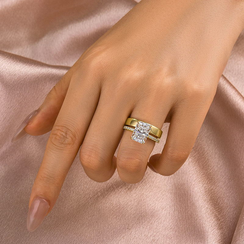 3.5 Carat Moissanite Radiant Cut Engagement Ring | 925 Sterling Silver Gold