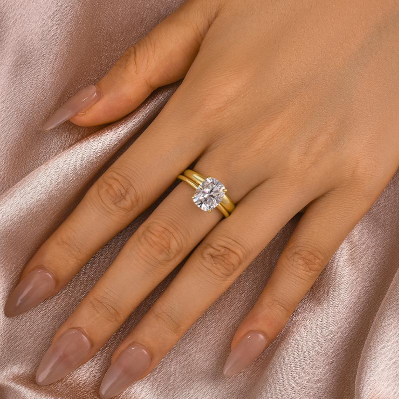 4.0Ct Cushion Cut Moissanite Ring - Yellow Gold Plated 925 Silver