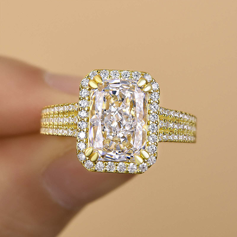 3.5ct Radiant Cut Diamond Split Shank Ring