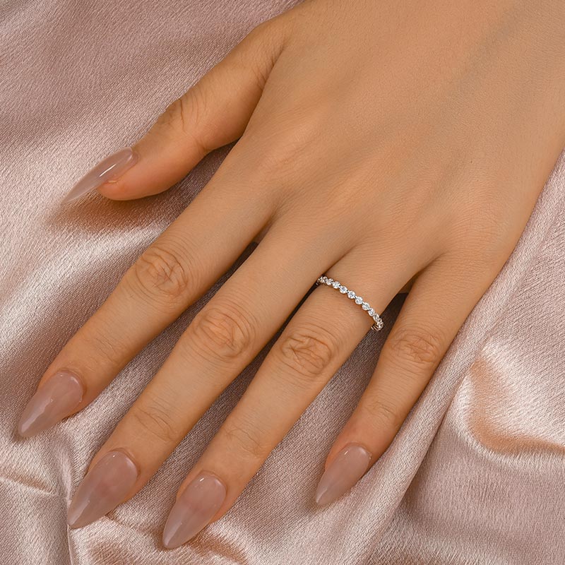 1.0Ct Moissanite Wedding Band - 925 Silver Gold Plated