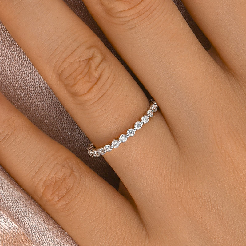 1.0Ct Moissanite Wedding Band - 925 Silver Gold Plated