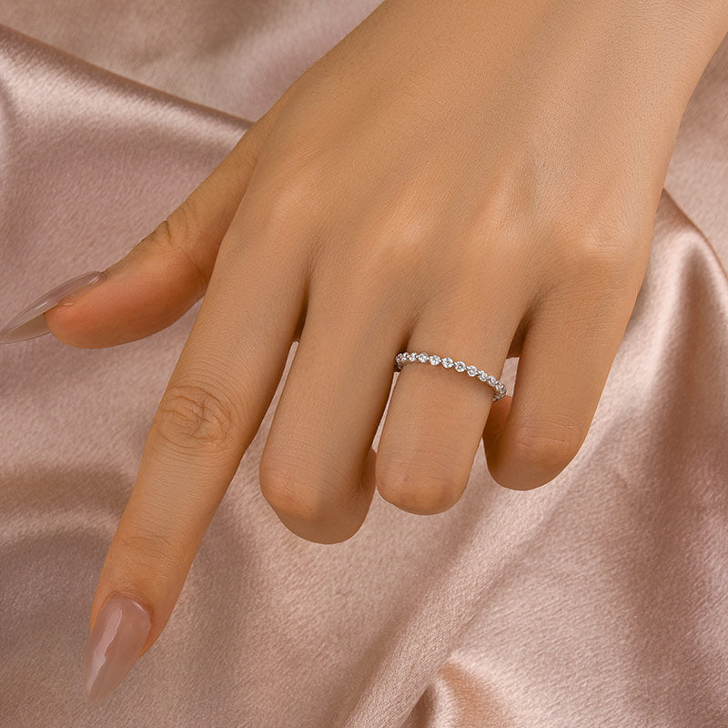 1.0Ct Moissanite Wedding Band - 925 Silver Gold Plated