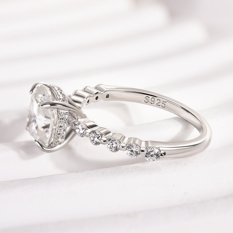 2Ct Cushion Moissanite Ring - Dual-Tone 18K Gold