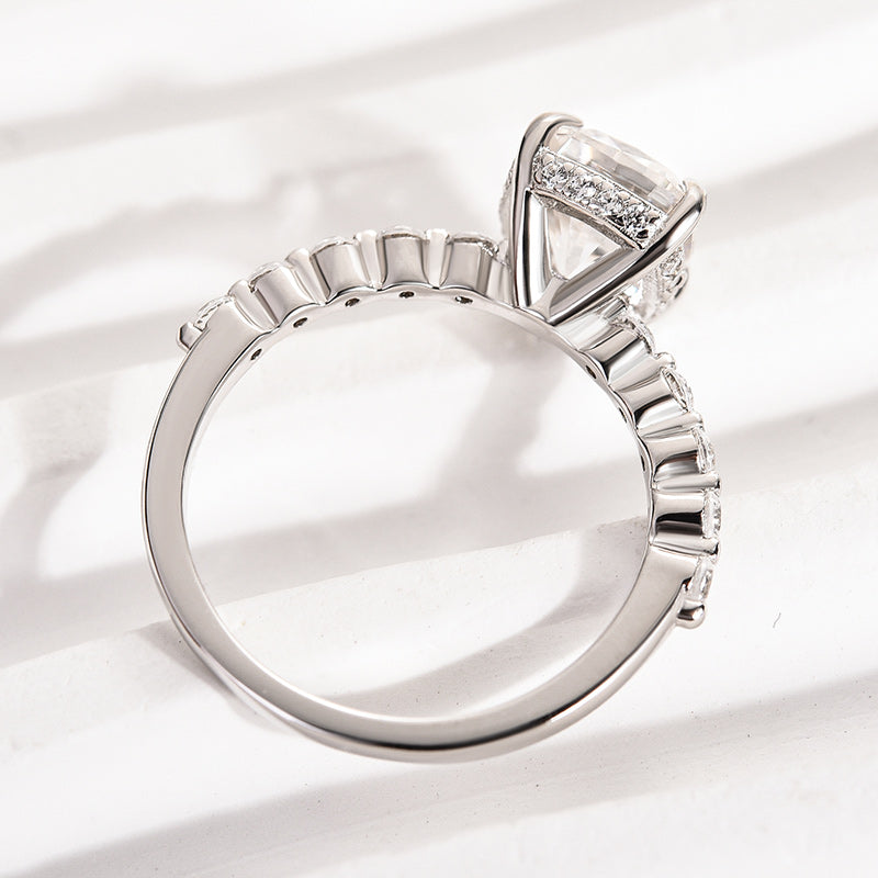 2Ct Cushion Moissanite Ring - Dual-Tone 18K Gold