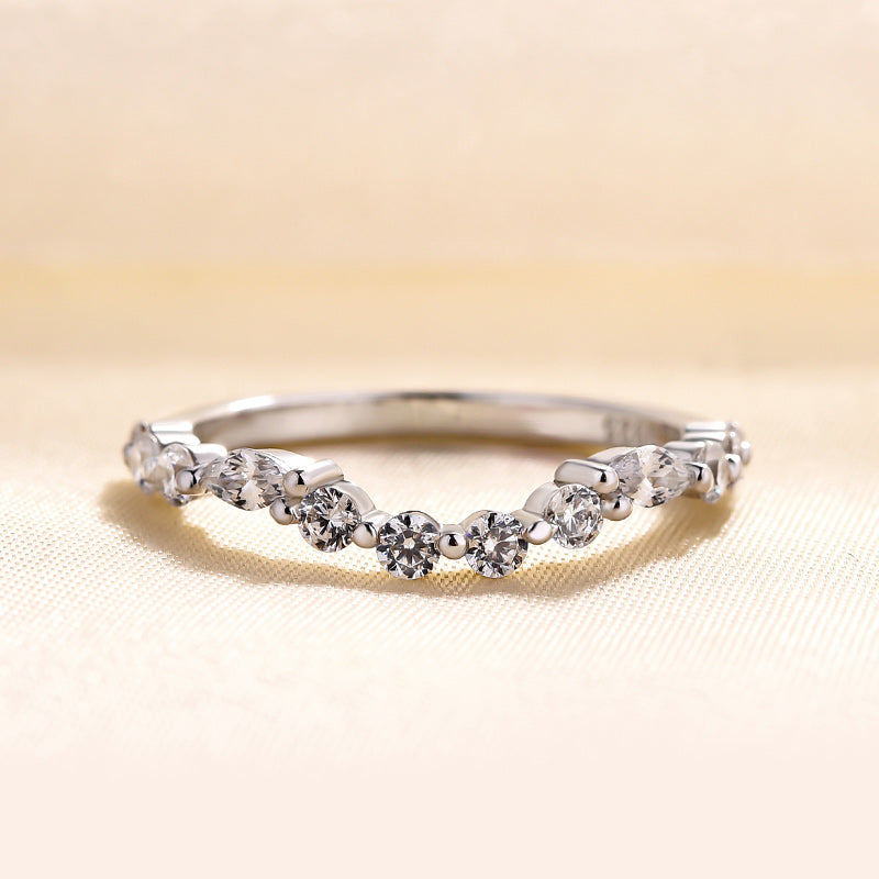 1.5Ct Mixed Cut Diamond Band 925 Silver White Gold