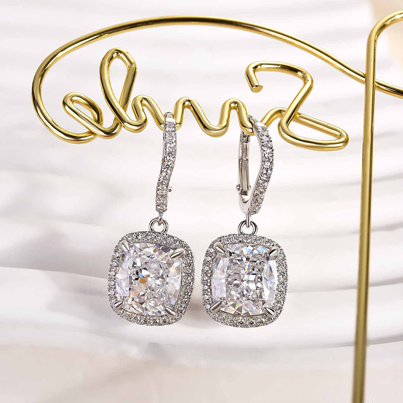 Luxurious Cushion-Cut Simulated Diamond Earrings