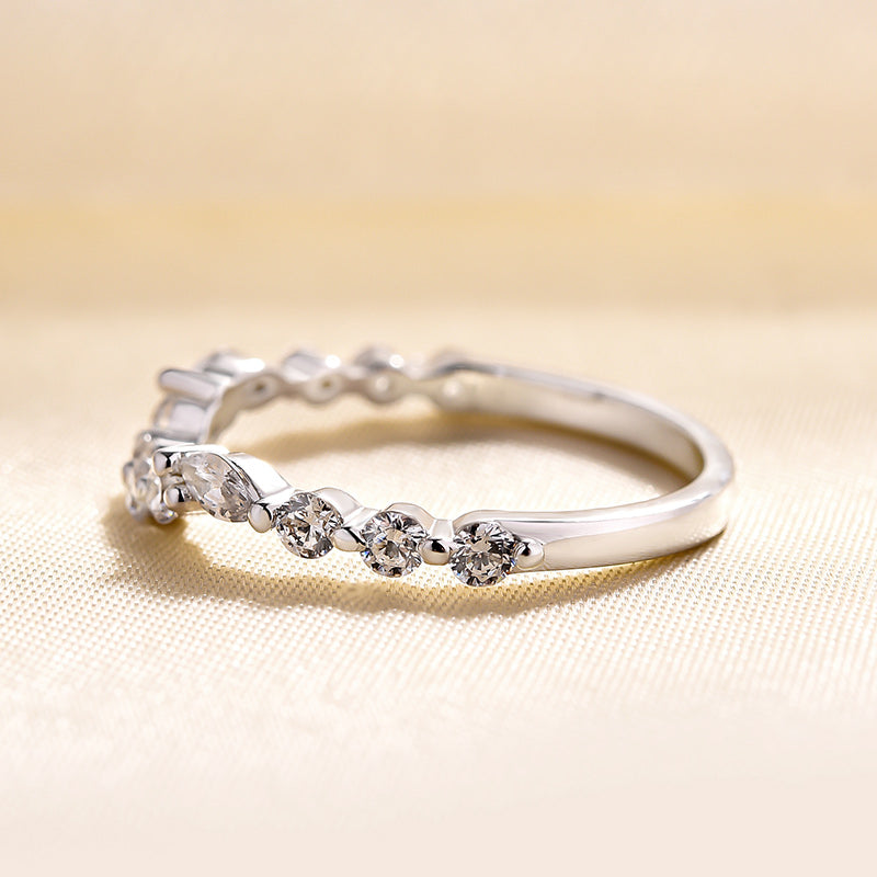 1.5Ct Mixed Cut Diamond Band 925 Silver White Gold