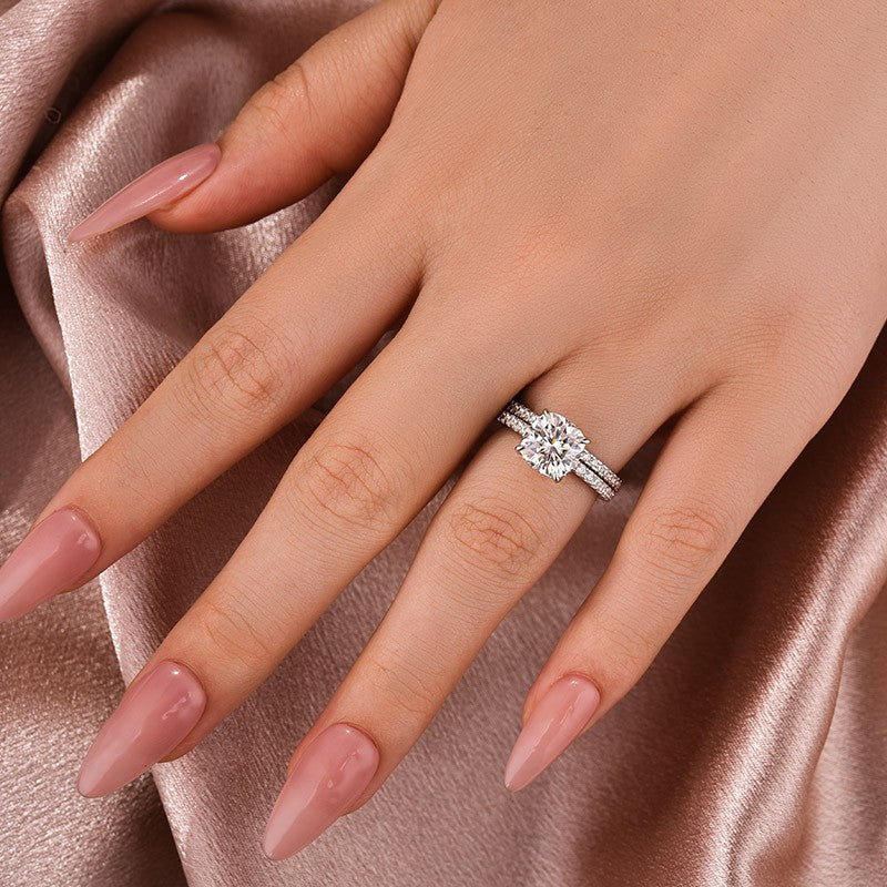 25 Carat Cushion Moissanite Ring 925 Silver 18K White Gold