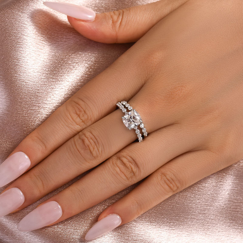 2.25Ct Cushion White Sapphire Ring - 4 Prong Two-Tone