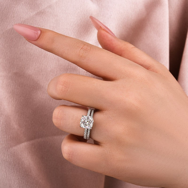25 Carat Cushion Moissanite Ring 925 Silver 18K White Gold