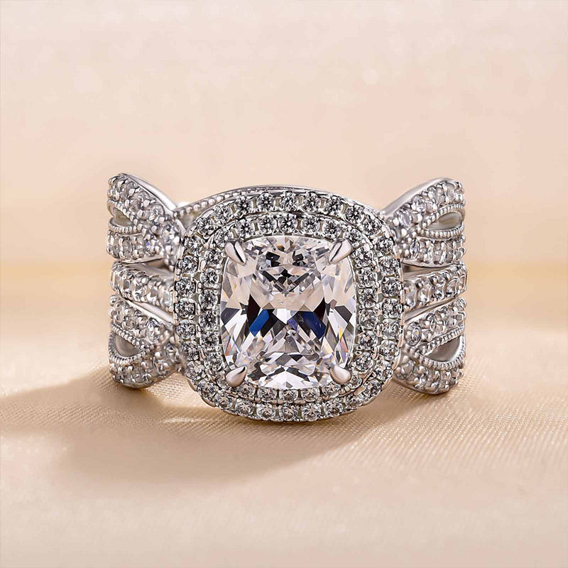 Vintage 2.25Ct Cushion Cut Wedding Set - Sterling Silver Rhodium Plated
