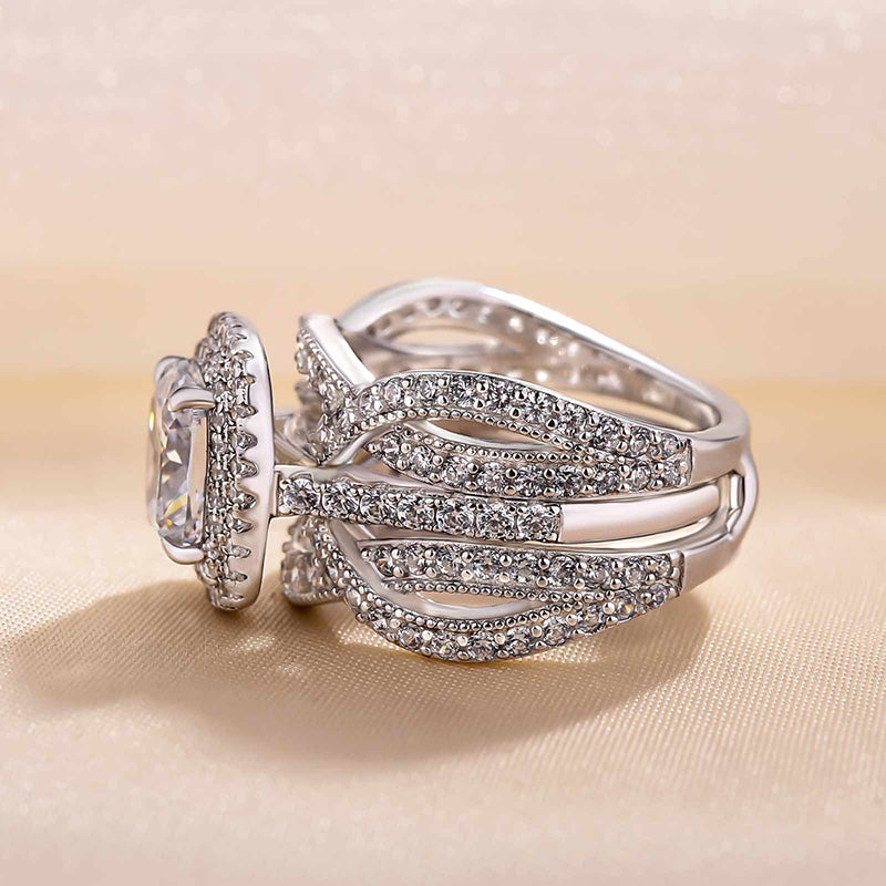 Vintage 2.25Ct Cushion Cut Wedding Set - Sterling Silver Rhodium Plated