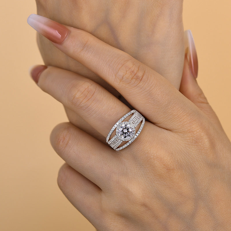 Classic Solitaire Halo Diamond Ring White Gold