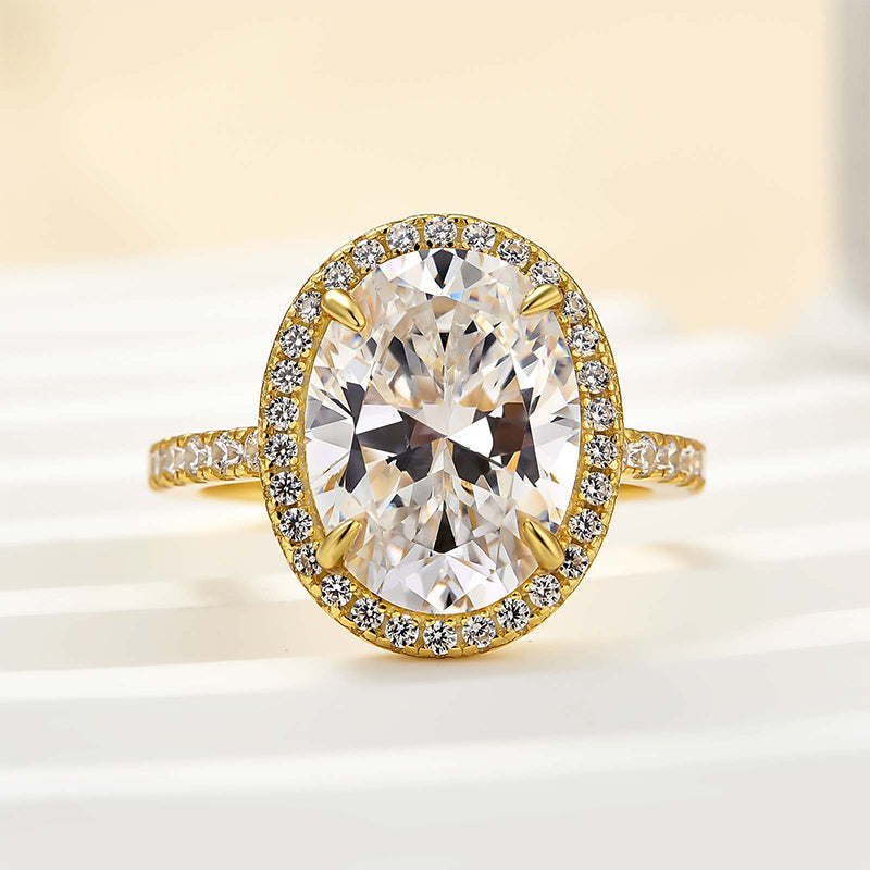 4.25 Carat Oval-Cut Simulated Diamond Halo Ring in Sterling Silver