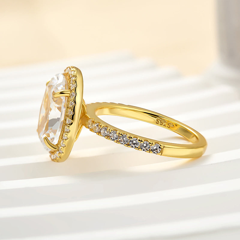 4.25 Carat Oval-Cut Simulated Diamond Halo Ring in Sterling Silver