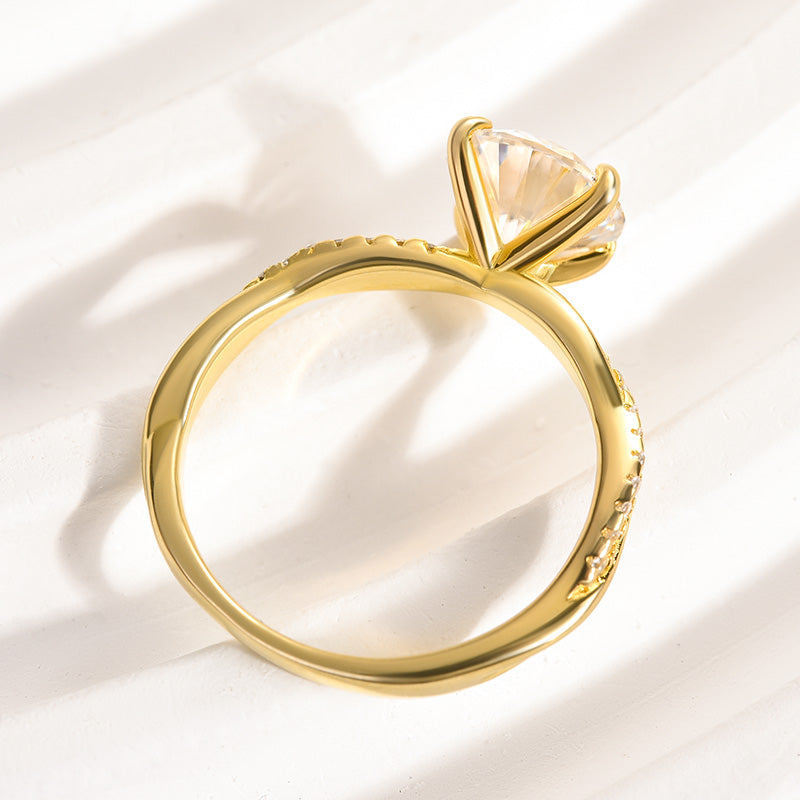 2.0ct Twisted Round Cut Ring - Tri-Gold Options
