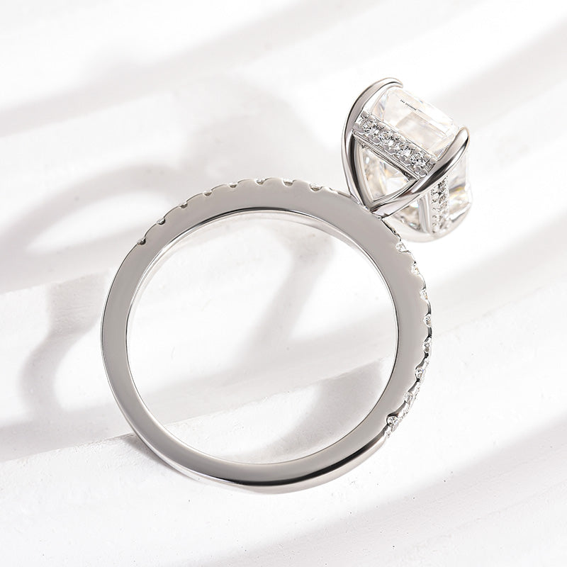 3.5Ct Emerald Cut Moissanite Ring – 925 Silver, White/Yellow Gold Plated