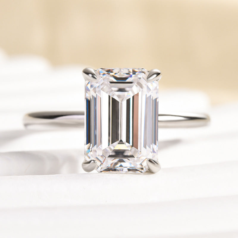 3.5CT Emerald Cut Moissanite Ring 925 Silver