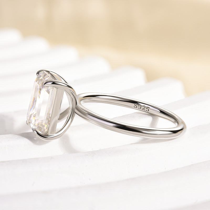 3.5CT Emerald Cut Moissanite Ring 925 Silver