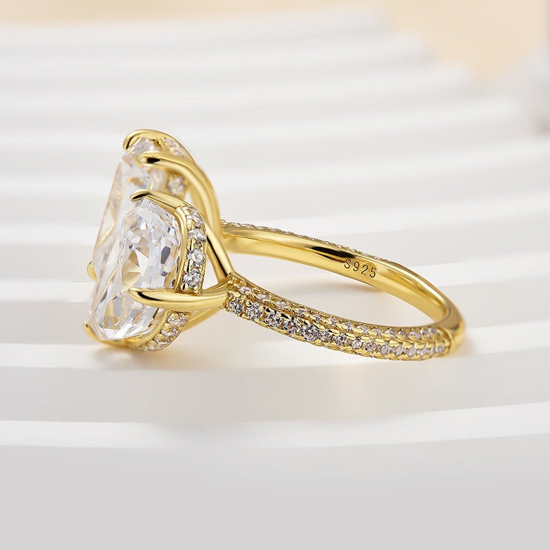 Elegant Emerald & Pear Cut Simulated Diamond Engagement Ring