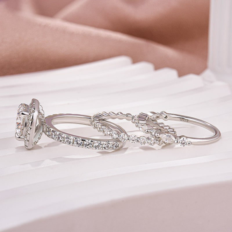Elegant Moissanite Diamond Ring Set Timeless Romance 2 Carat Round Cut