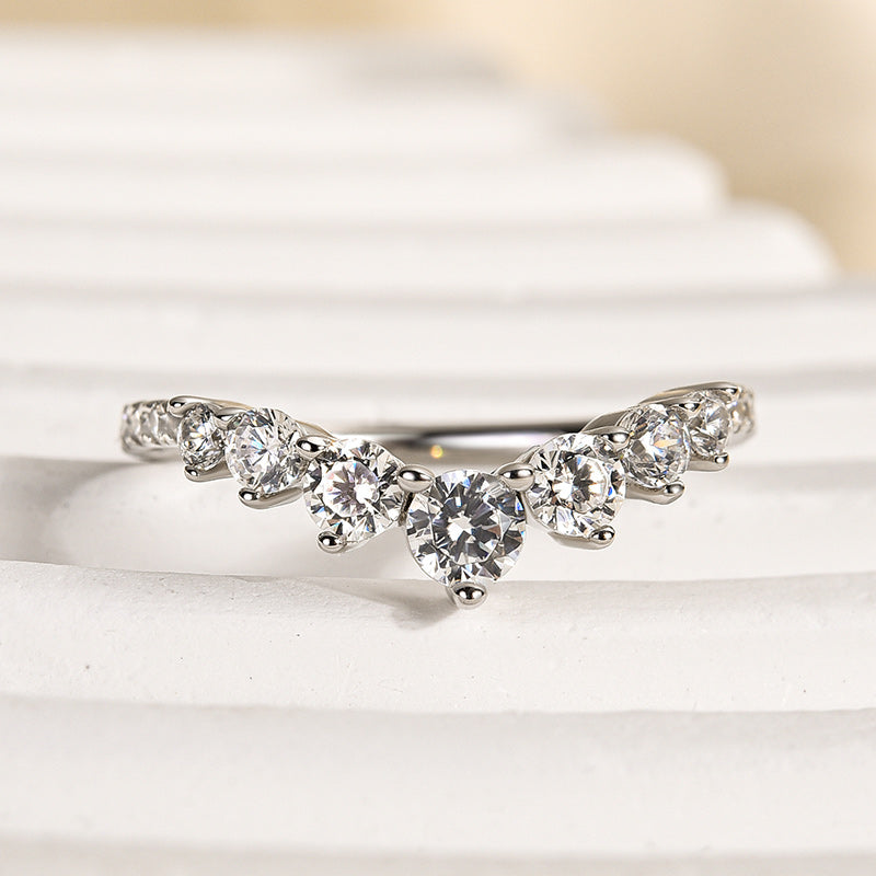 0.5Ct Dove-Inspired Sona Diamond V-Band, Rose/Yellow/White Gold Plated