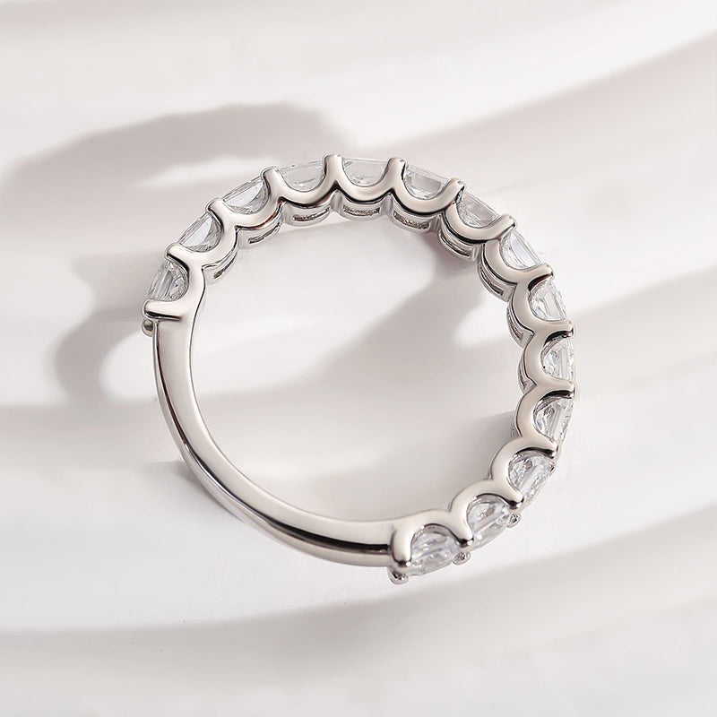 925 Sterling Silver Radiant Cut Simulated Diamond Wedding Band