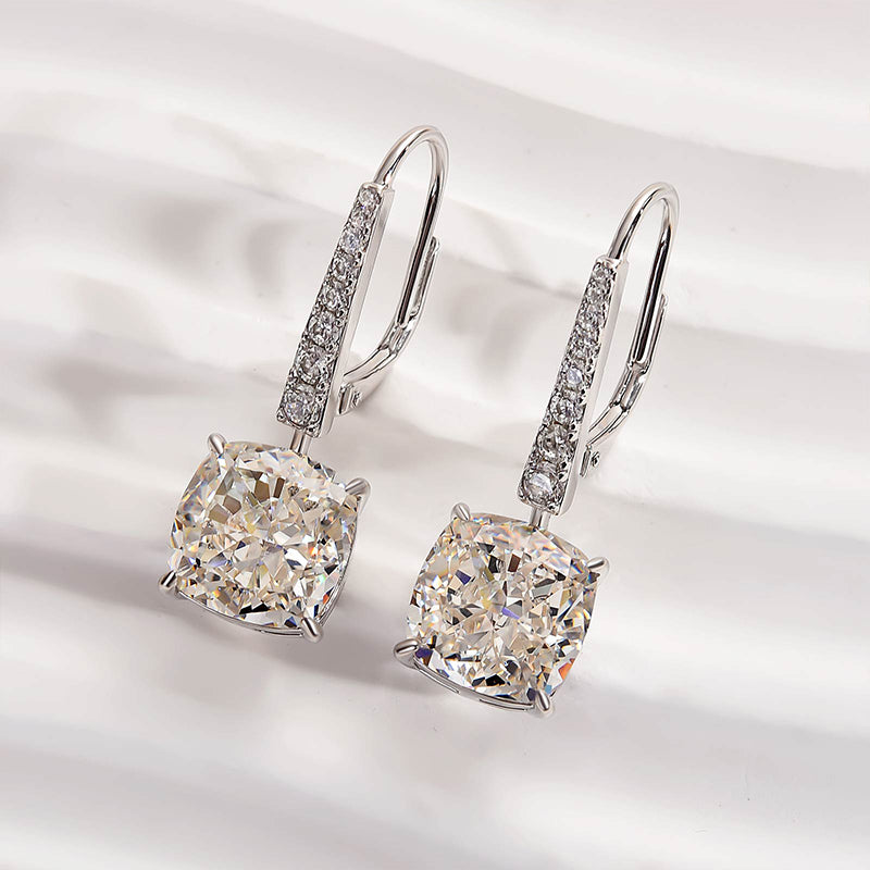 Stunning Cushion-Cut Simulated Diamond Earrings with Round Accents