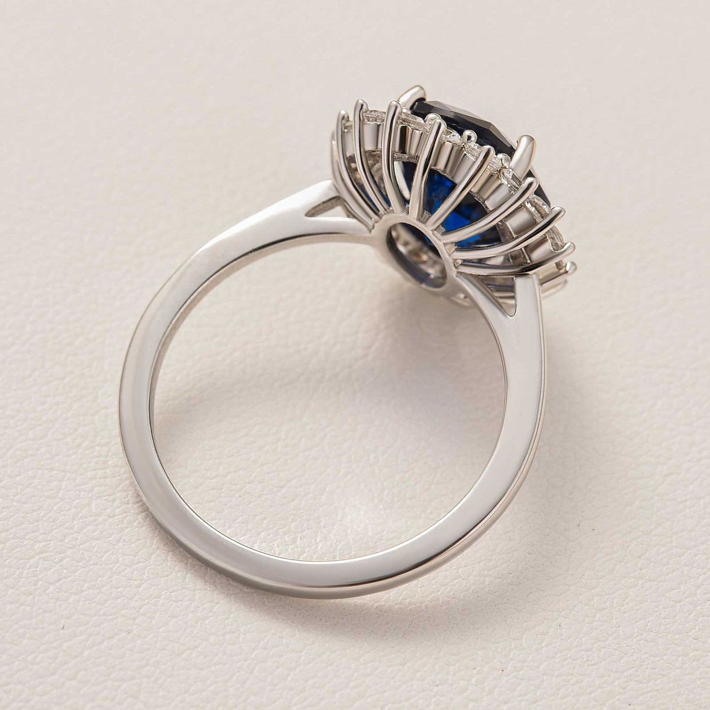 Vintage 4.5ct Blue Sapphire Oval Ring with Diamond Halo