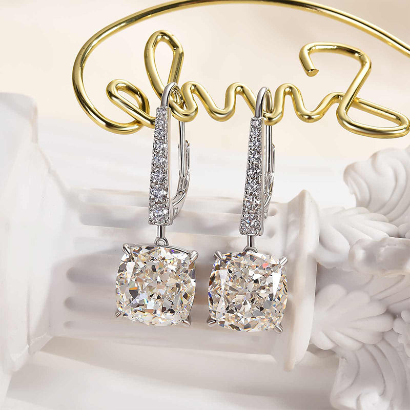Stunning Cushion-Cut Simulated Diamond Earrings with Round Accents