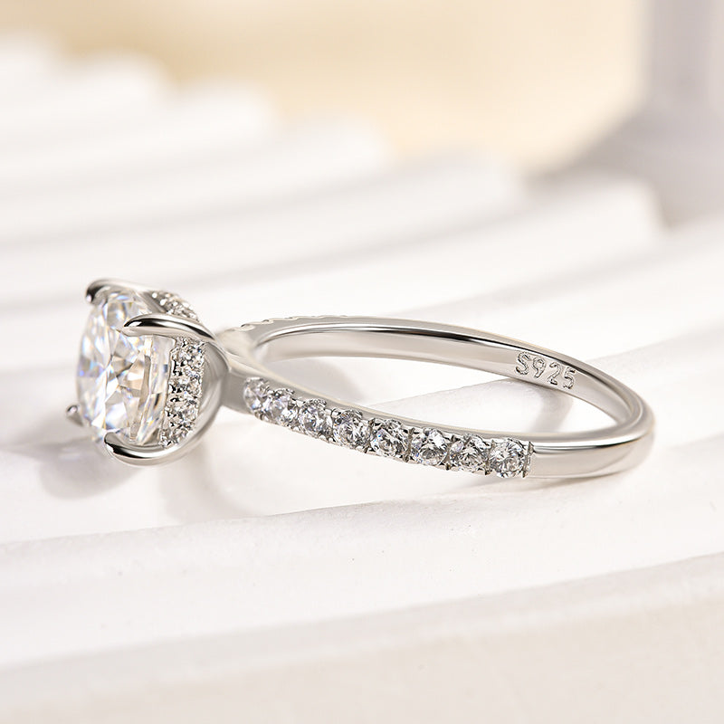 2.0Ct Cushion Moissanite Ring - 925 Silver Tri-Color Gold