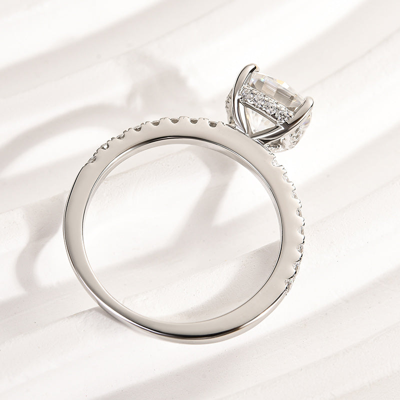2.0Ct Cushion Moissanite Ring - 925 Silver Tri-Color Gold