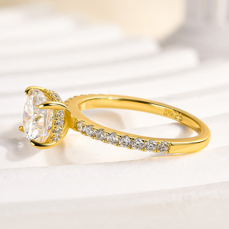 2.0Ct Cushion Moissanite Ring - 925 Silver Tri-Color Gold