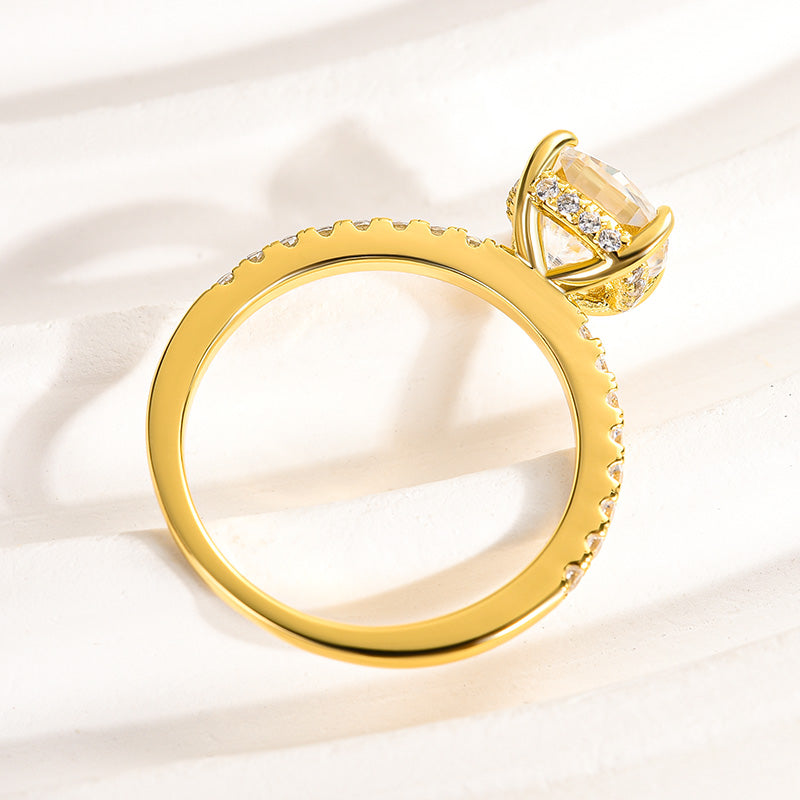 2.0Ct Cushion Moissanite Ring - 925 Silver Tri-Color Gold