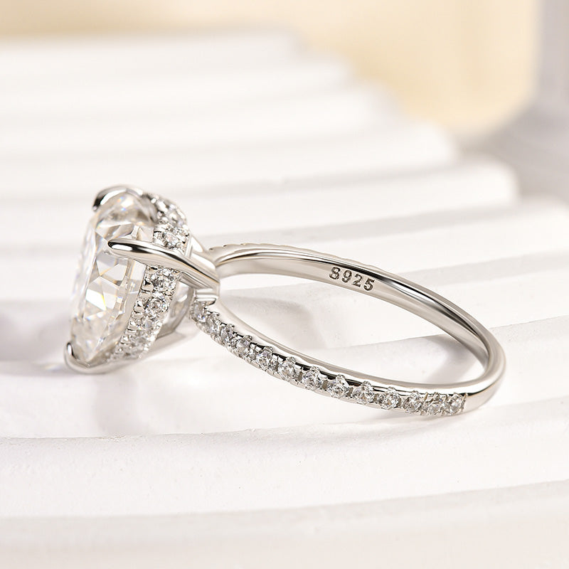 4Ct Heart Moissanite Ring - Diamond Accented