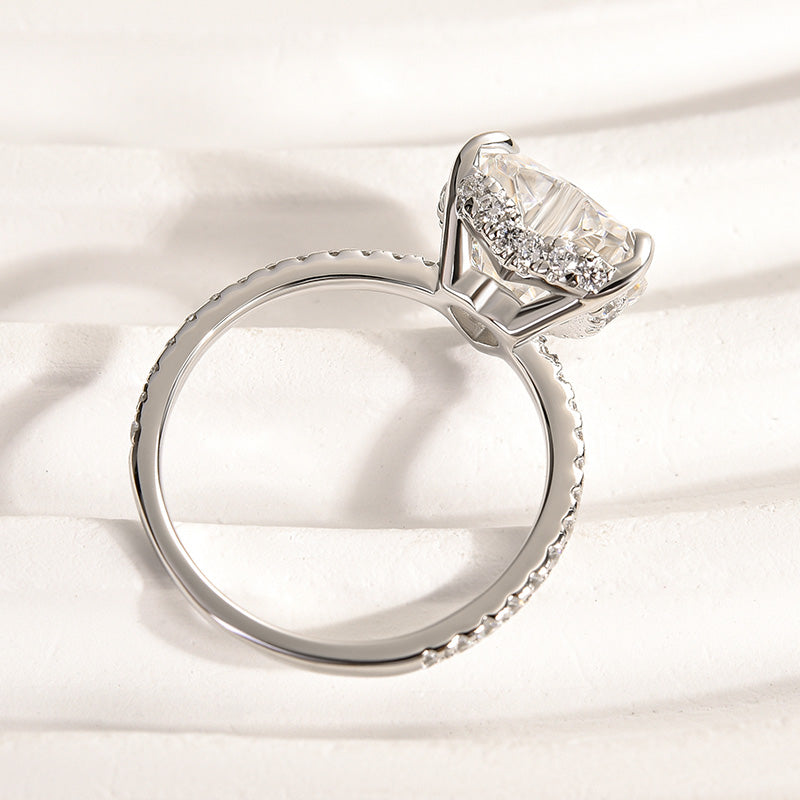 4Ct Heart Moissanite Ring - Diamond Accented